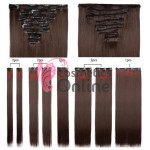 Extensii de par full head cu 8 piese Noilite drept 60 cm Roscat intens T892